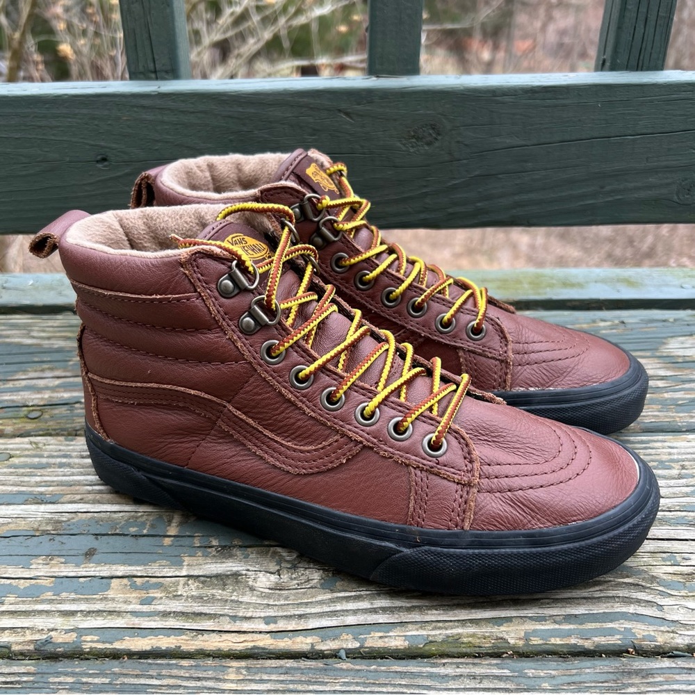 Vans Sk8-Hi MTE Brown Leather Sneakers Shoes Men’s Size 7 Women’s Size 8.5